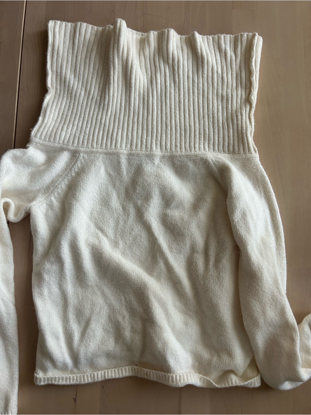 Old Navy Cream Off-Shoulder Ribbed Foldover Sweater